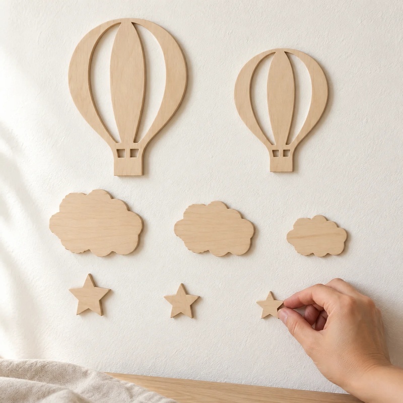 13-Piece Wooden Hot Air Balloo - Art And Craft For Nursery ulasan dan harga