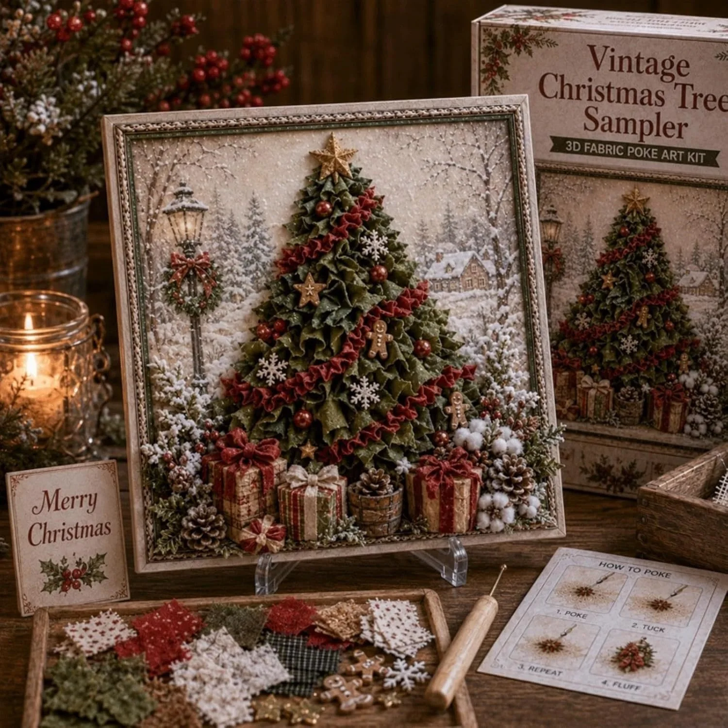 Vintage Christmas Fabric Poke  - Art Craft Kit ulasan dan harga